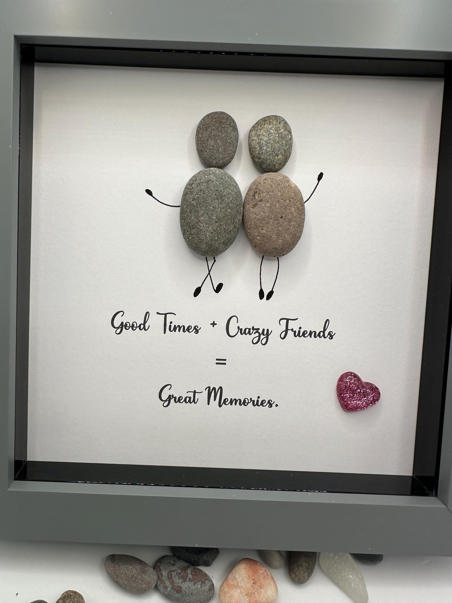 Pebble Art Friends Frame, Friendship Gift, friend pebble art, pebble art friends, good friends, pebble art, birthday gift, framed gifts