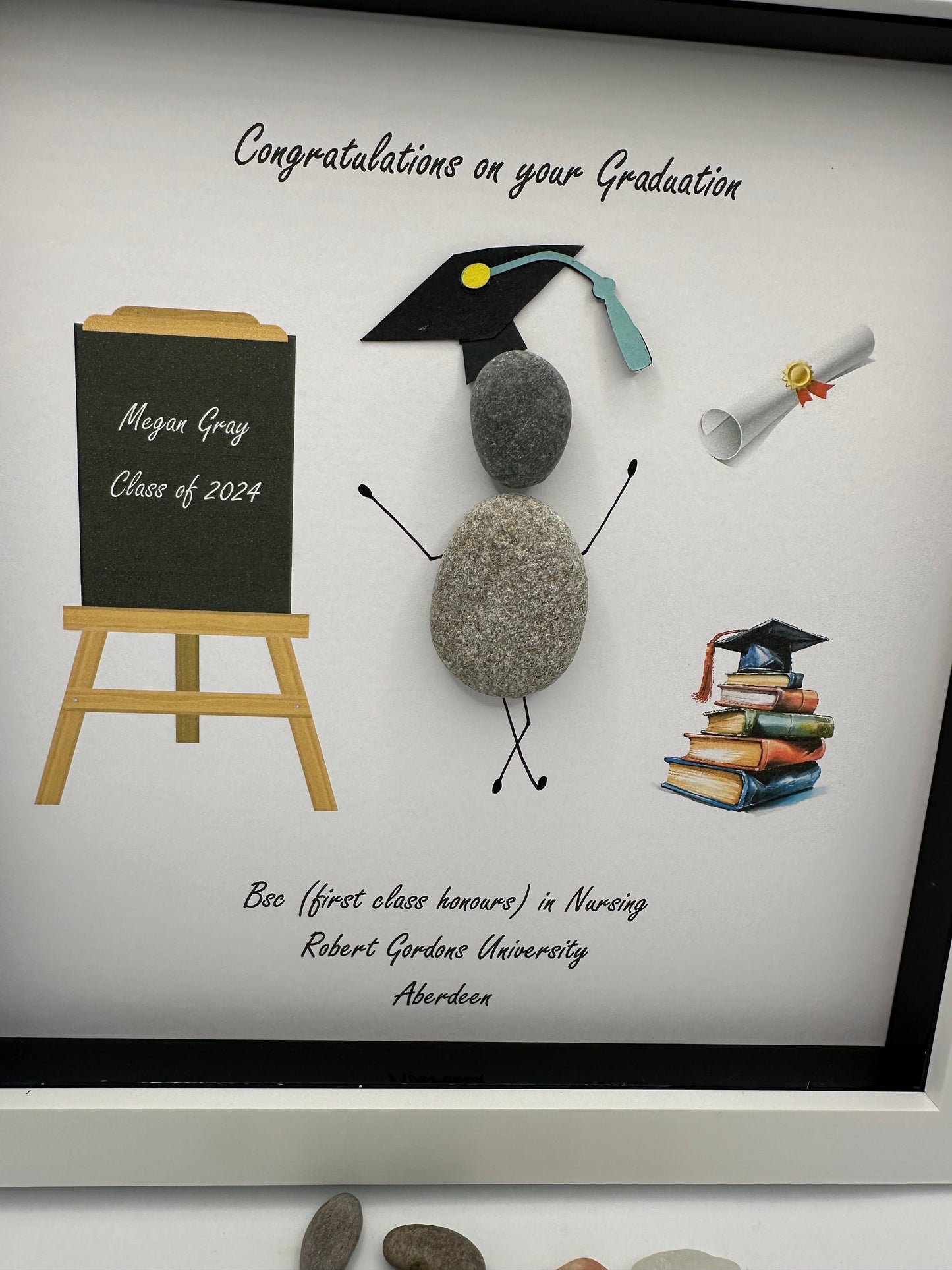 Pebble art- pebble art graduation- graduation gift- personalised picture - personalised pebble art