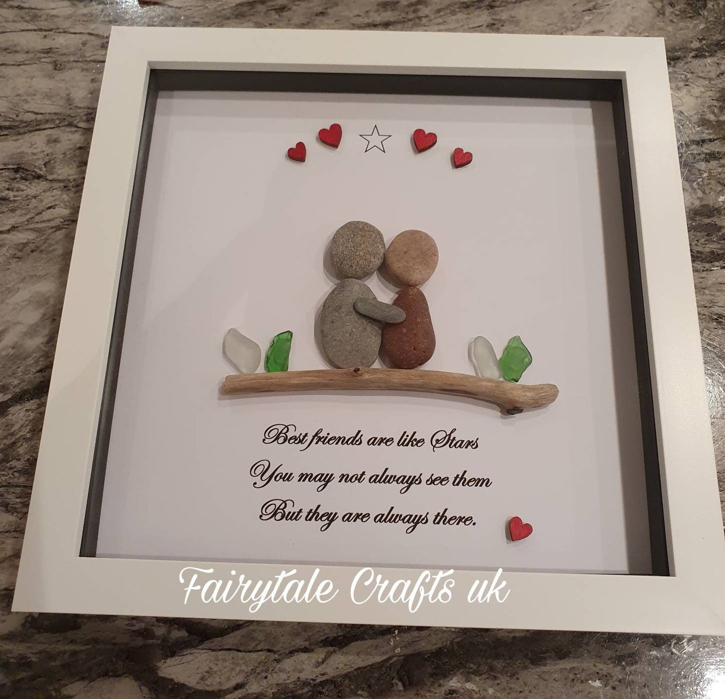 Pebble Art Best Friend Gift, Scottish Stone Picture, Personalized
