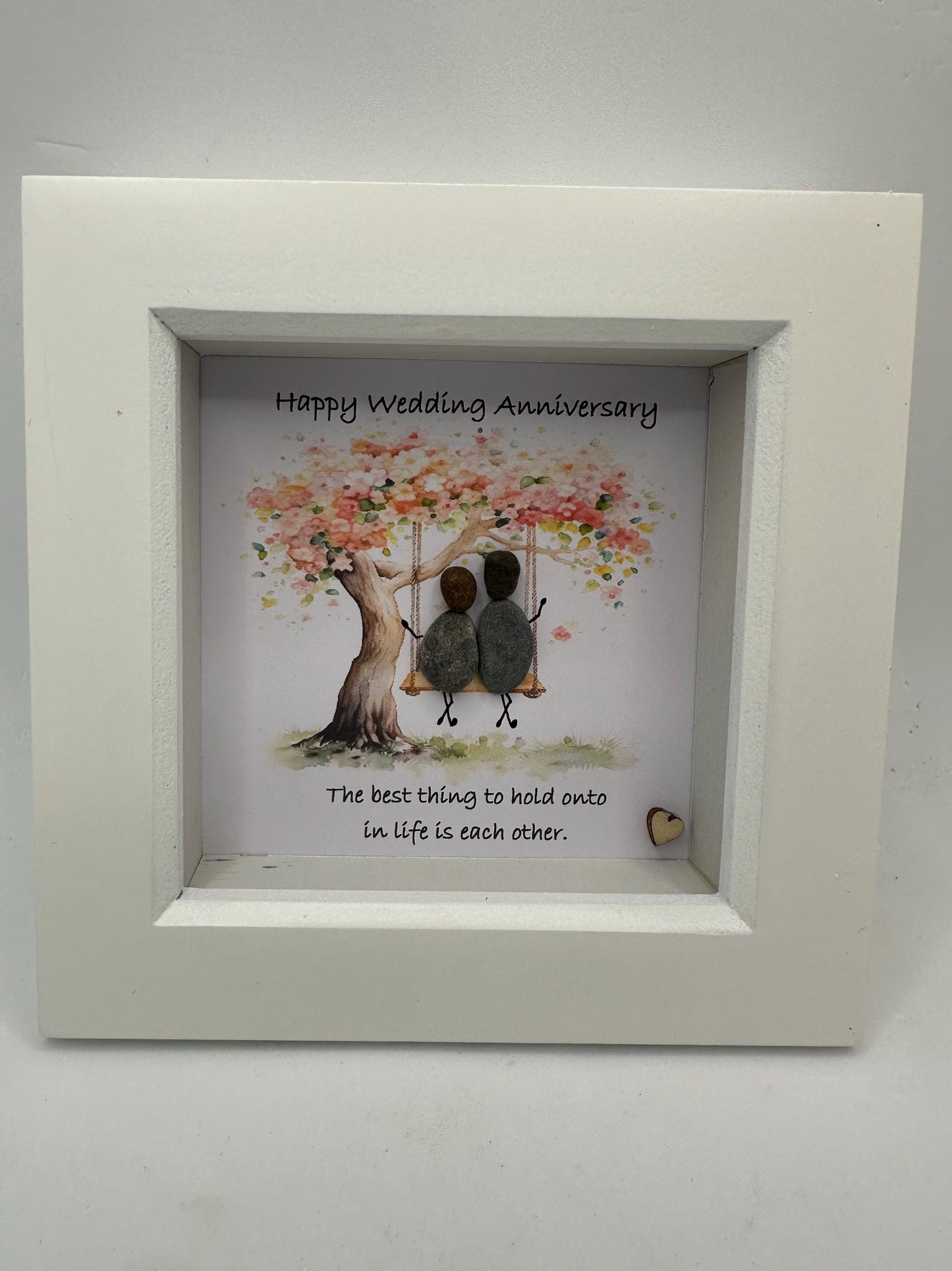 pebble art anniversary, pebble anniversary,anniversary gift Happy Wedding Anniversary the best thing to hold onto in life is each other.