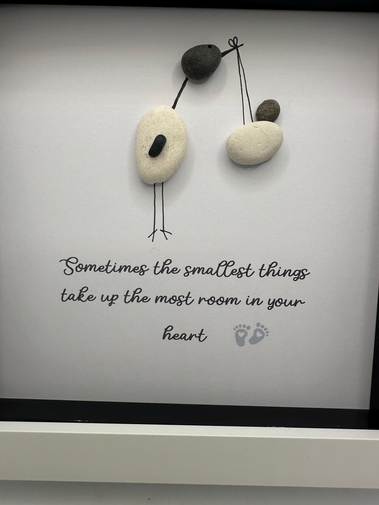 new baby gift, new baby pebble art, pebble art baby, pebble art, stork pebble art