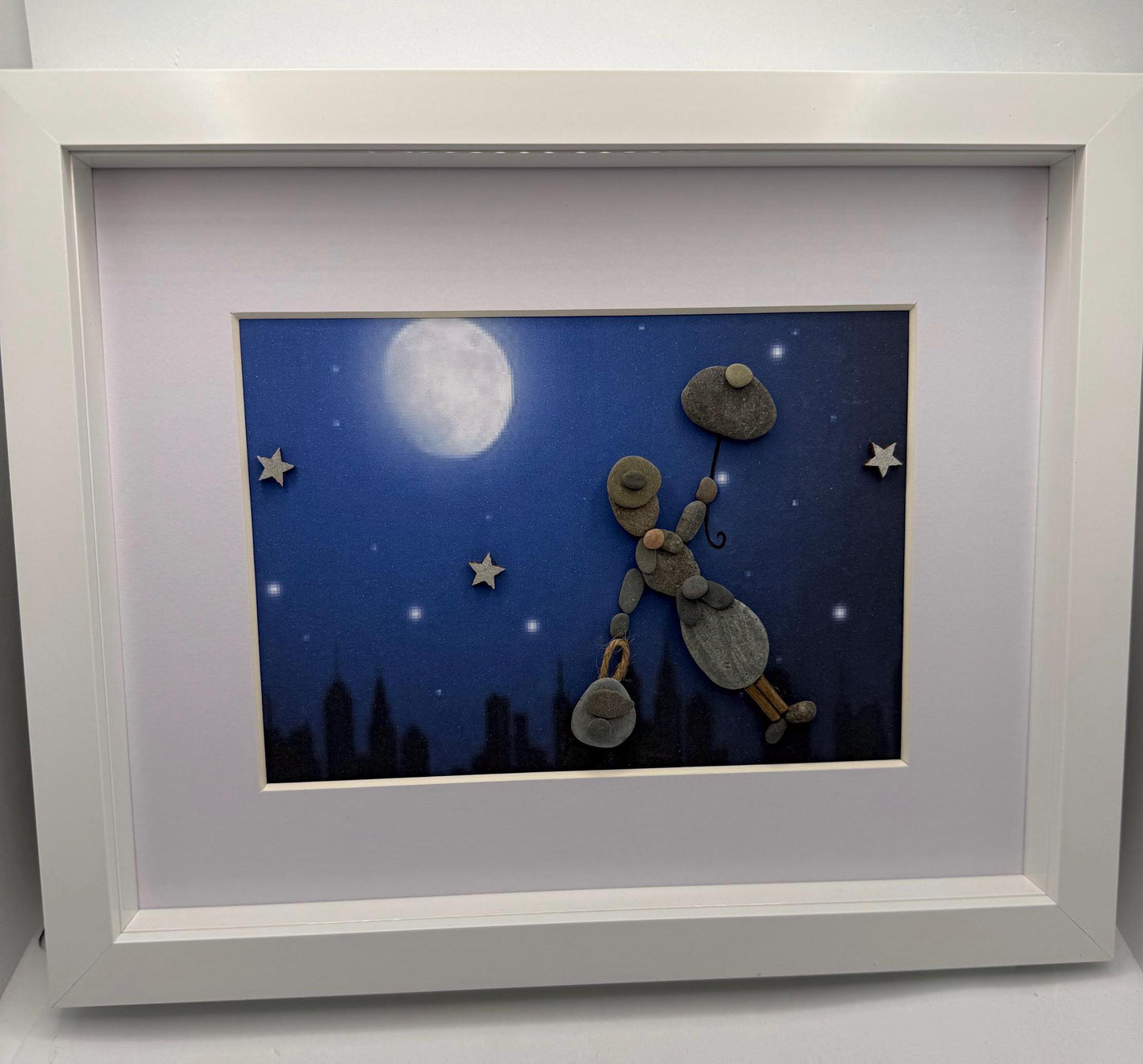 pebble art, Whimsical Pebble Art, Handmade Framed Wall Art, nursery gift, baby shower gift, framed pebble art, pebble art, inspired pebble