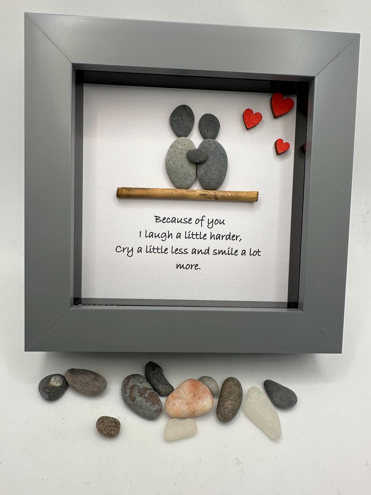 Friends pebble art, pebble art friends, gift, personalised, Christmas friend gift, because of you I laugh a little harder