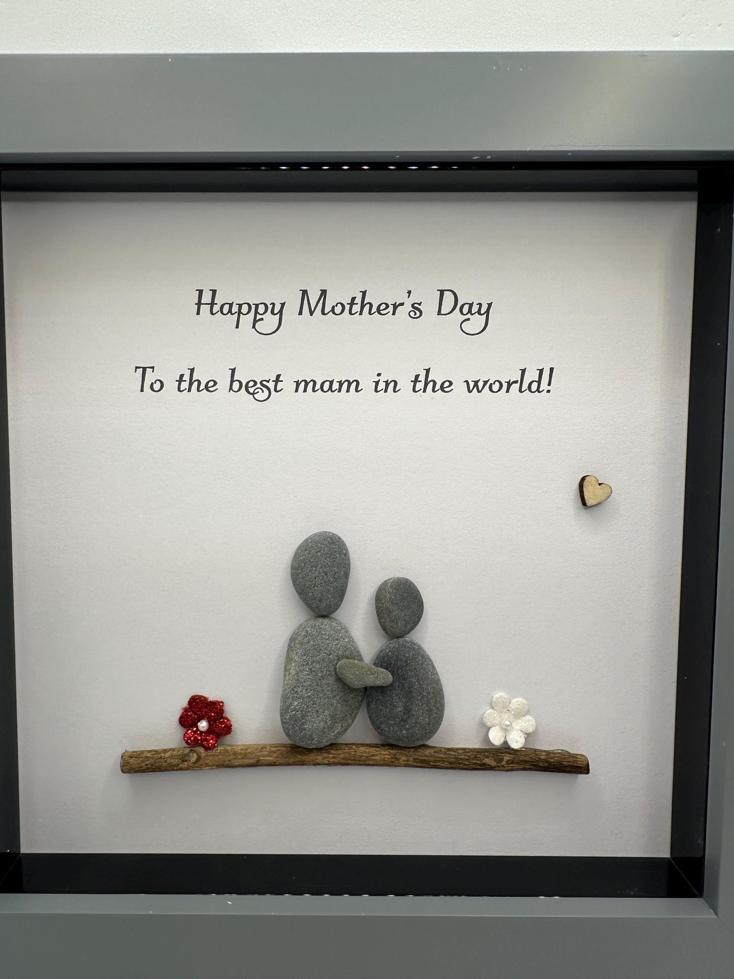 Mother’s Day Pebble Art Frame, Handmade Gift for Mam, Mum & Mom, Pebble Picture Mother, Sentimental Home Décor, pebble art, mother pebble