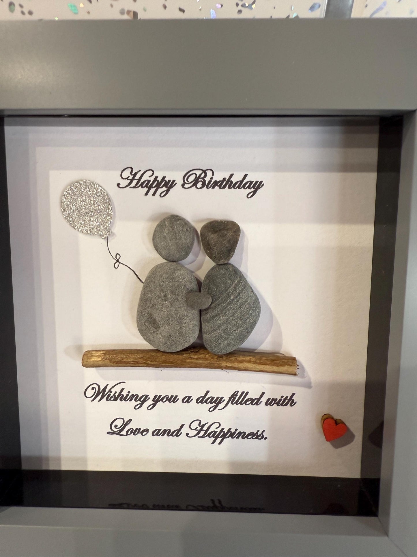 happy birthday pebble art, happy birthday framed art, pebble art birthday, value frames,birthday gift,