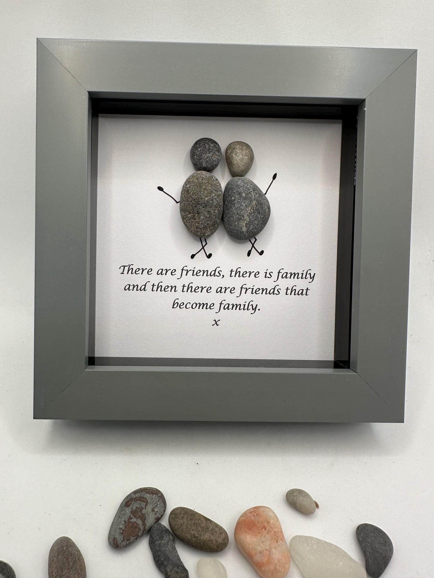 4”x4” friends pebble art, friends become family, friends, pebble art gift, friend gift, friends