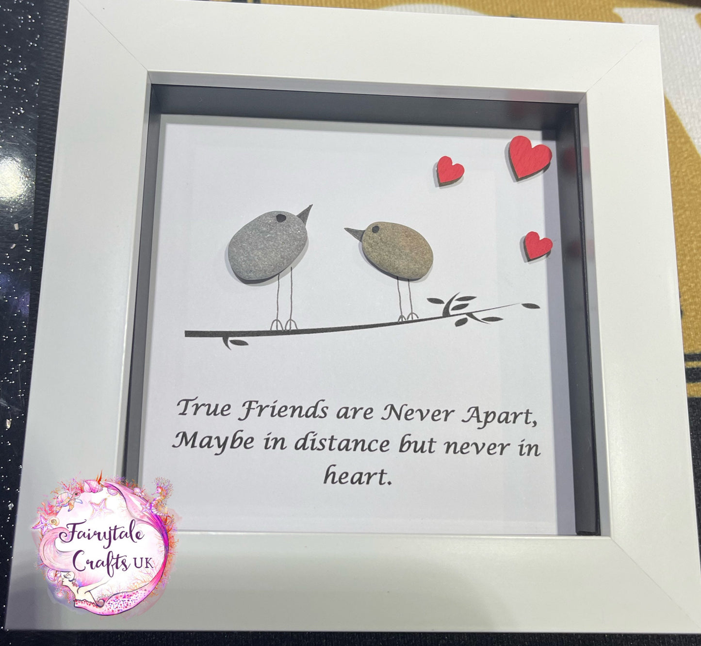Pebble Art Friends Picture, Scottish Bird Pebble Gift