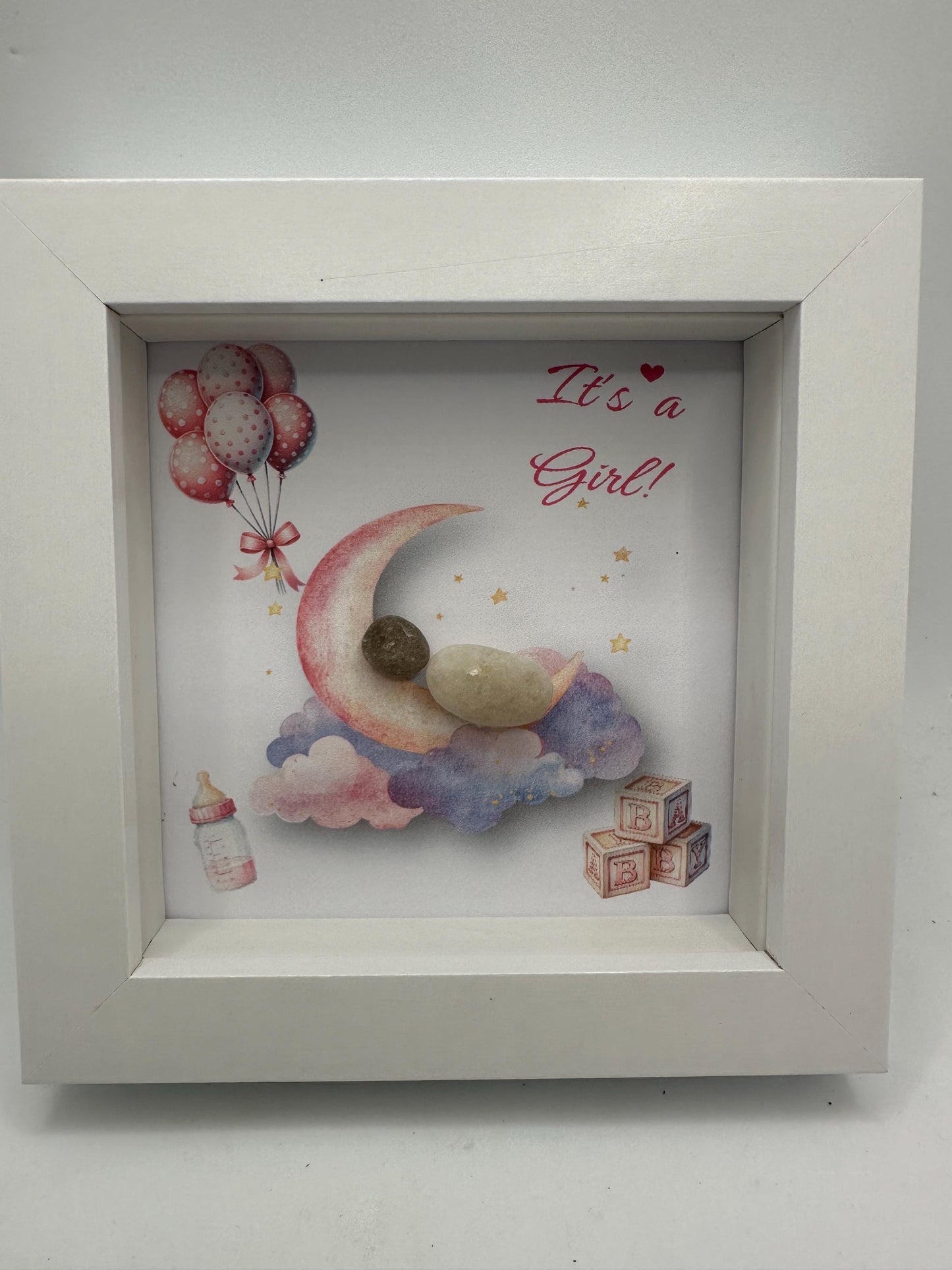 new baby girl pebble art, pebble art new baby, new baby girl, pebble art, new baby gift, new baby girl gift,it’s a girl