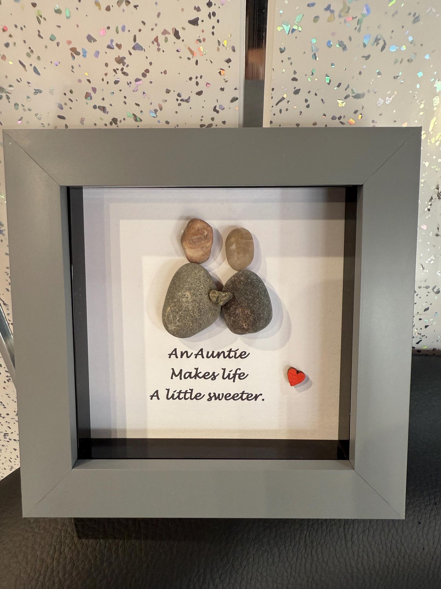 4”x4” aunt pebble art, auntie, pebble art gift, daughter gift, friends