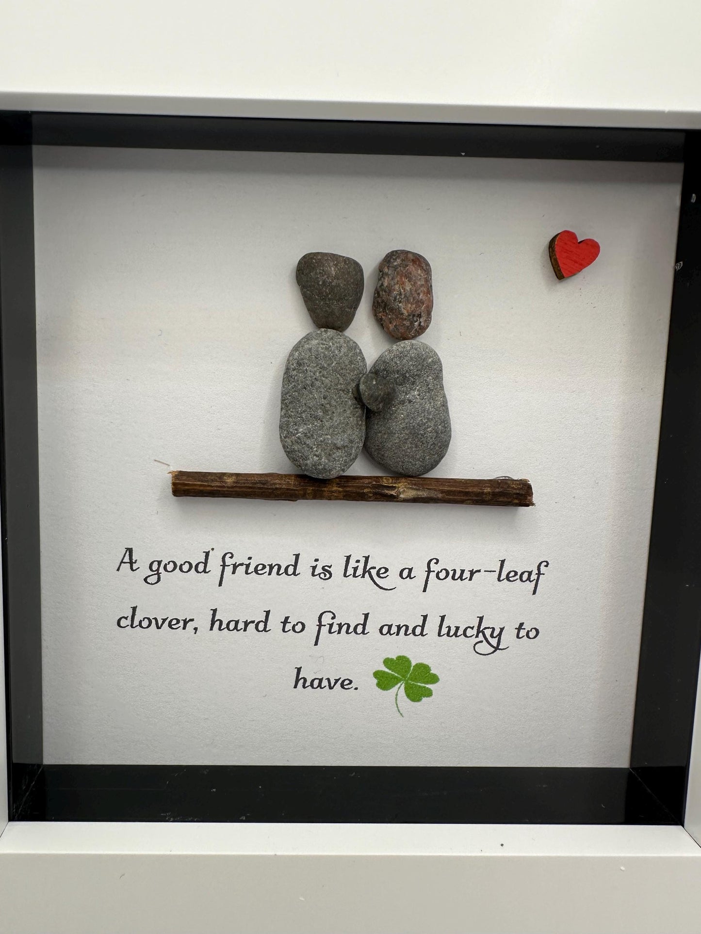 friends are like four leafed clovers, friends pebble art, pebble art, friends gift, value frames