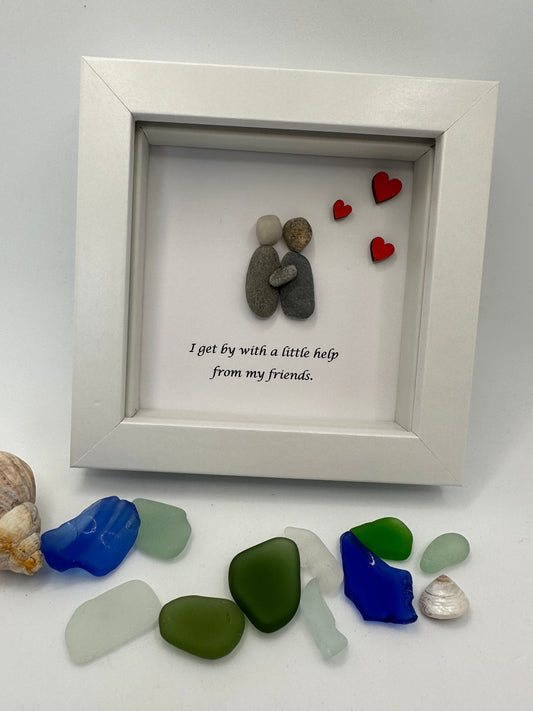 4”x4” help from my friends, pebble art friends, pebble art gift, birthday gift