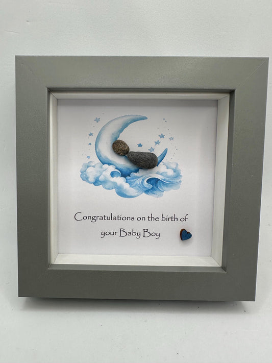 new baby boy pebble art, pebble art new baby, new baby boy, pebble art, new baby gift, new baby boy gift,