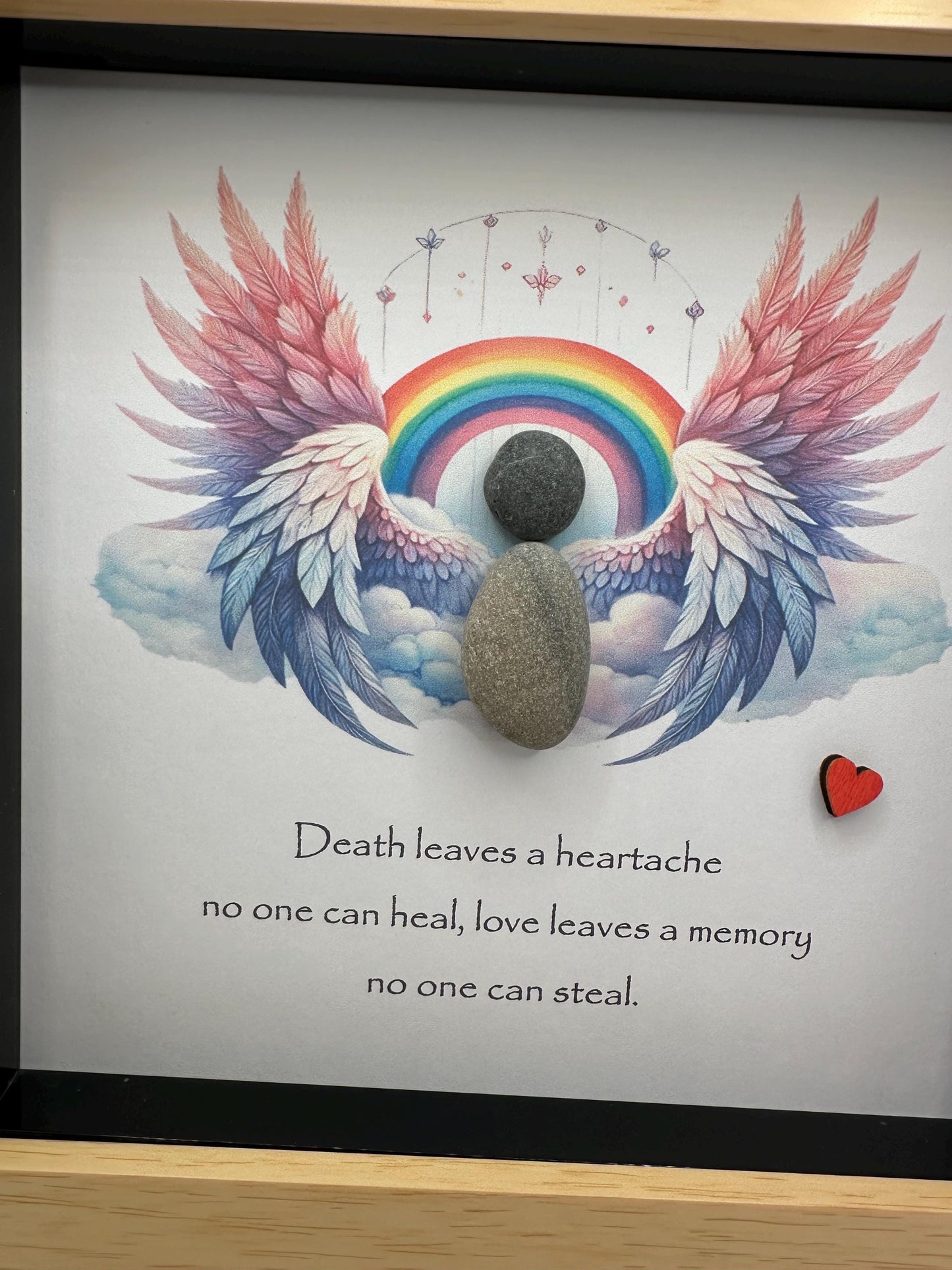Death leaves a heartache no one can heal, pebble art. Pebble art sympathy, sympathy gift, bereavement gift, sympathy card, angel gift,