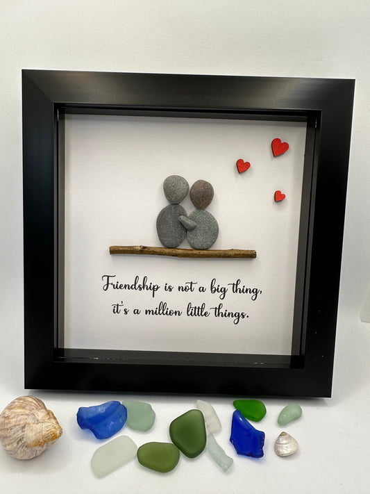 Pebble Art Friends Picture, Friendship Gift, Framed Pebble Couple, friendship isn’t a big thing, friend pebble art, friend gift, gifts