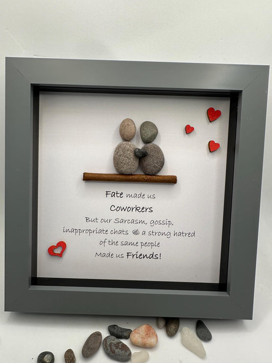 Pebble Art Coworker, pebble art gift, pebble art work gift, pebble art colleague gift, retirement gift, leaving work gift, pebble art, work