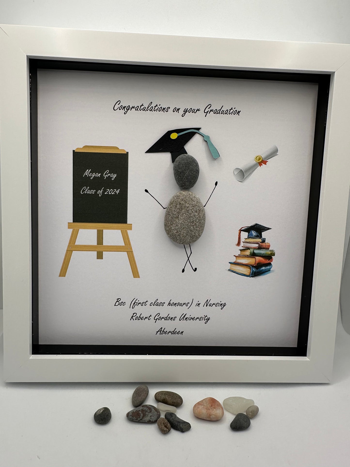 Pebble art- pebble art graduation- graduation gift- personalised picture - personalised pebble art