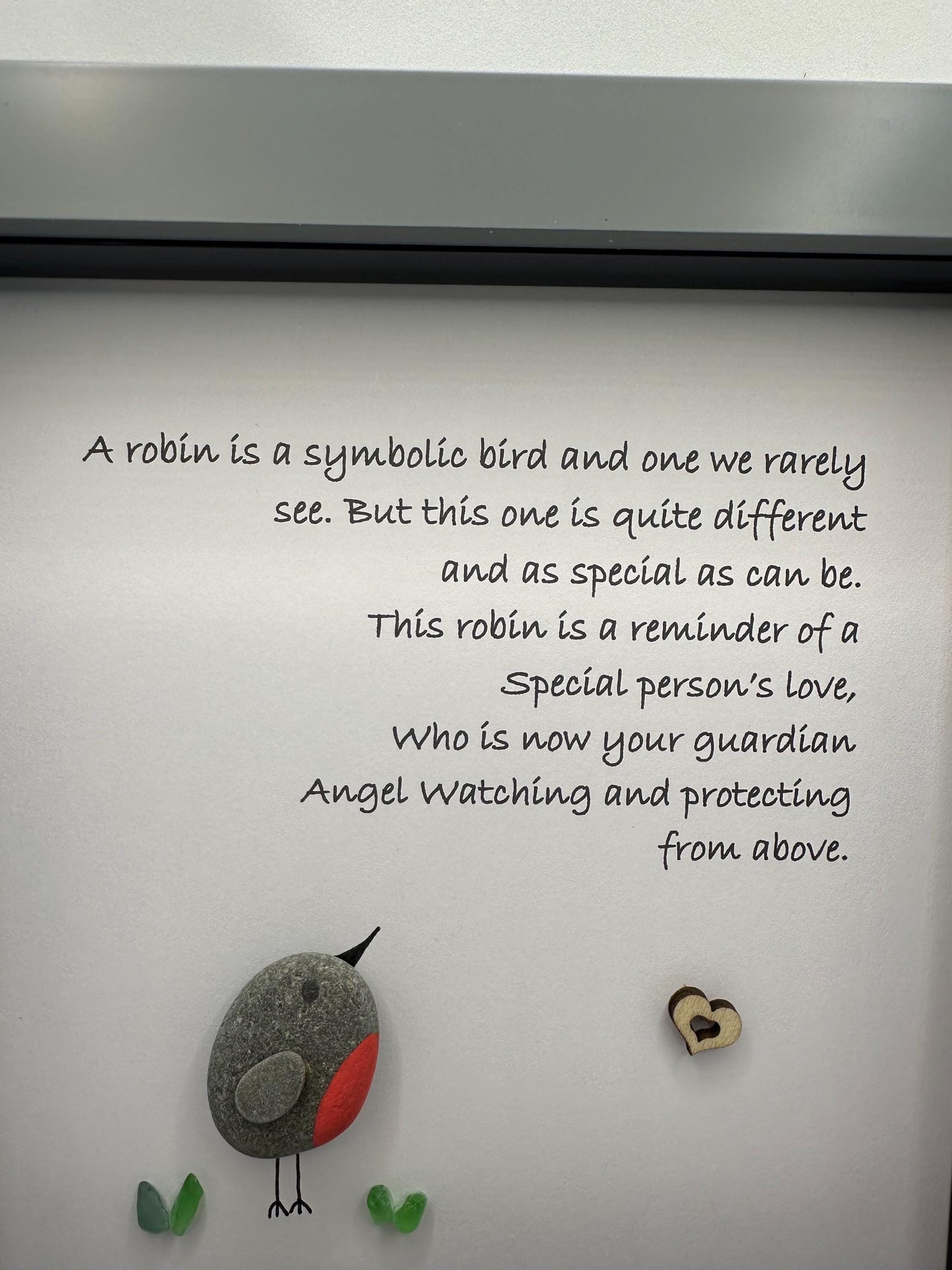 Robin Pebble Art, Guardian Angel Sympathy Gift, robin pebble art, pebble art robin, robin gift, robin, sympathy gifts, pebble art, framed