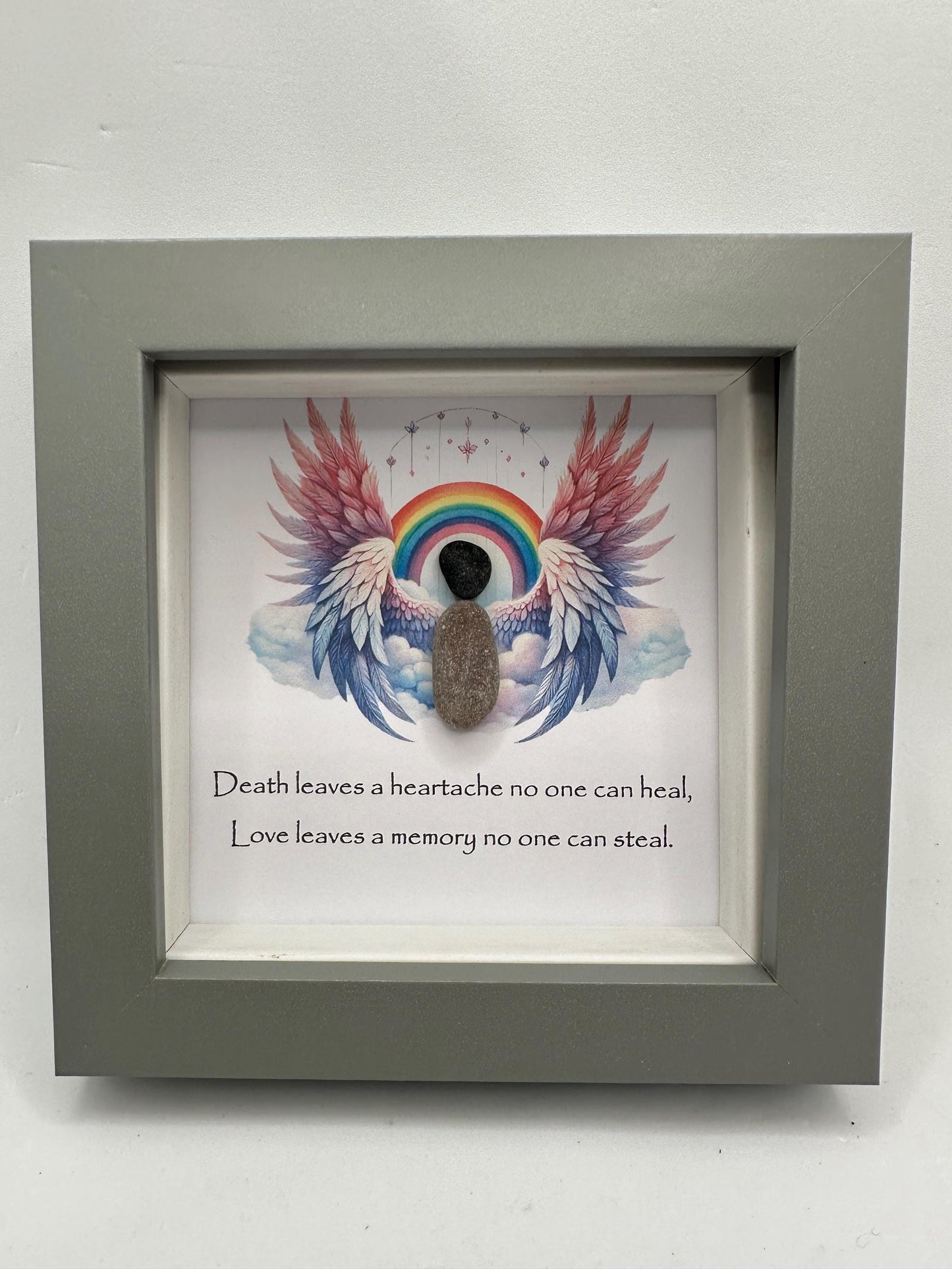 Death leaves a heartache no one can heal, pebble art. Pebble art sympathy, sympathy gift, bereavement gift, sympathy card, angel gift,