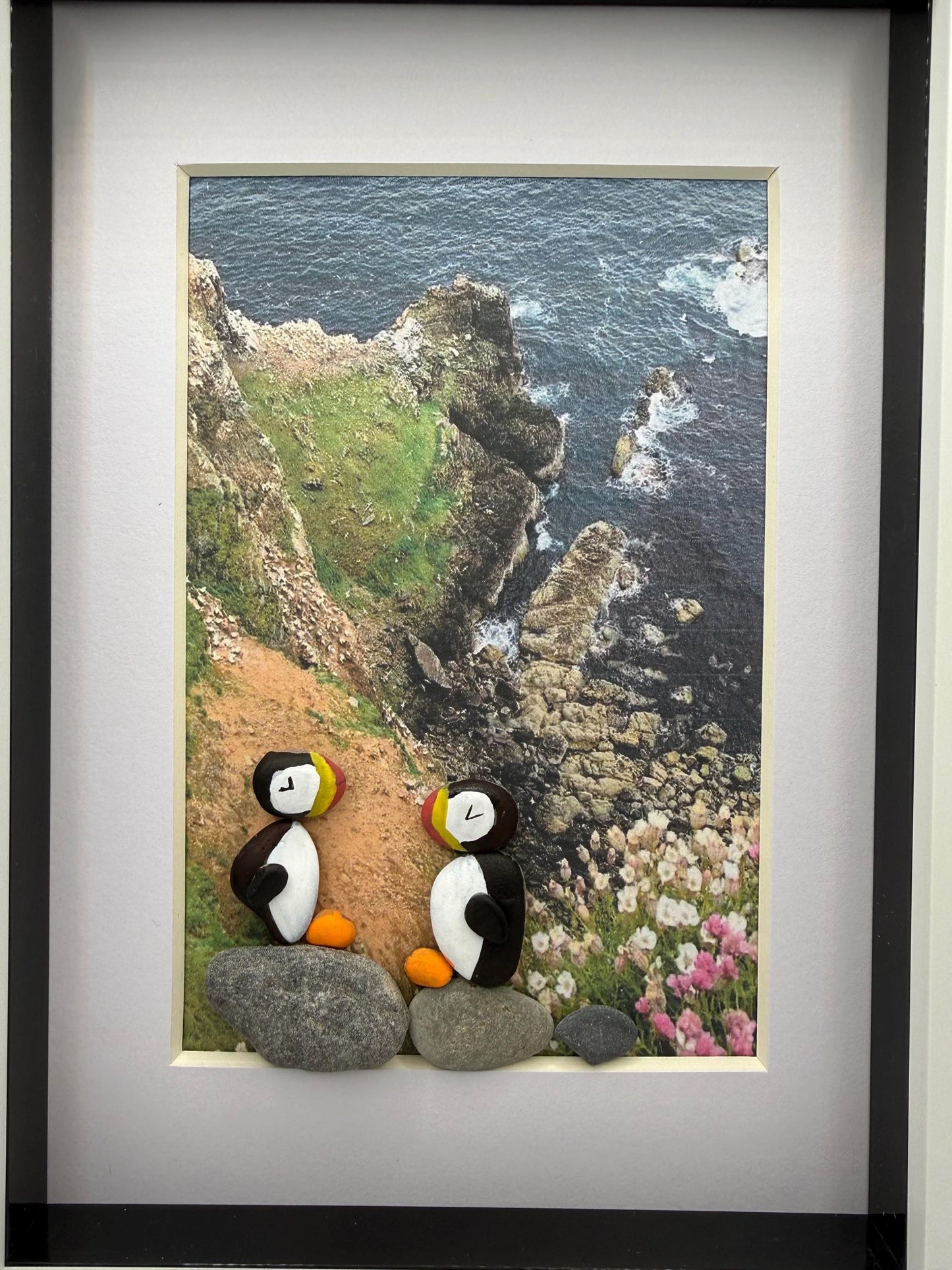 Puffin pebble art, pebble art puffins, puffins of Troup head, pebble art, pebble art birds, birds pebble art