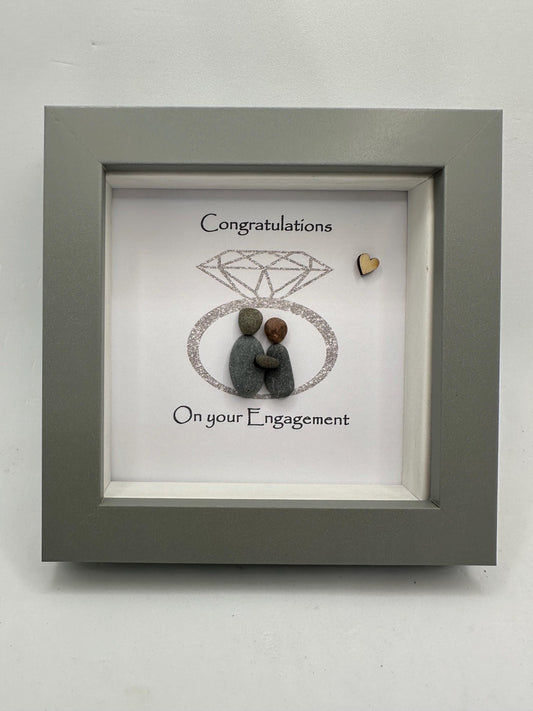 engagement pebble art, engagement gift, engagement ring pebble art, pebble art engagement,