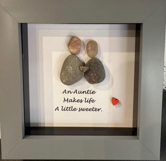 4”x4” aunt pebble art, auntie, pebble art gift, daughter gift, friends