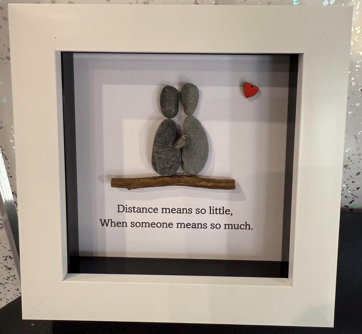 4”x4” friends pebble art, friends distance gift, pebble art gift, friend gift, friends
