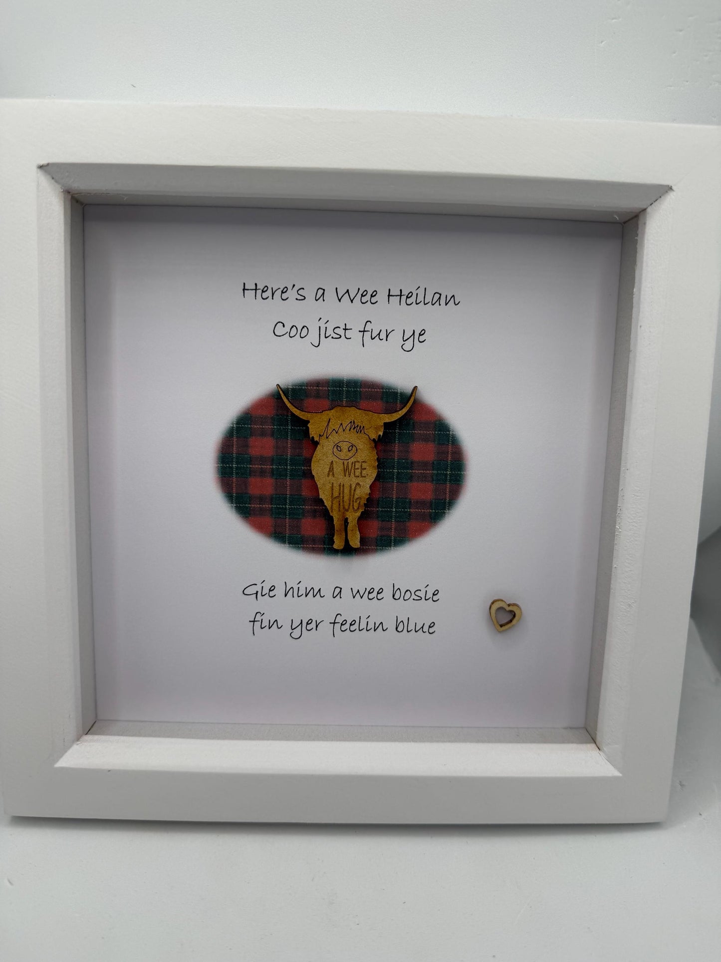 Highland Cow Framed Art, Tartan Decor, framed highland coo, Scottish quote art. Scottish highland cow gift, Doric gifts
