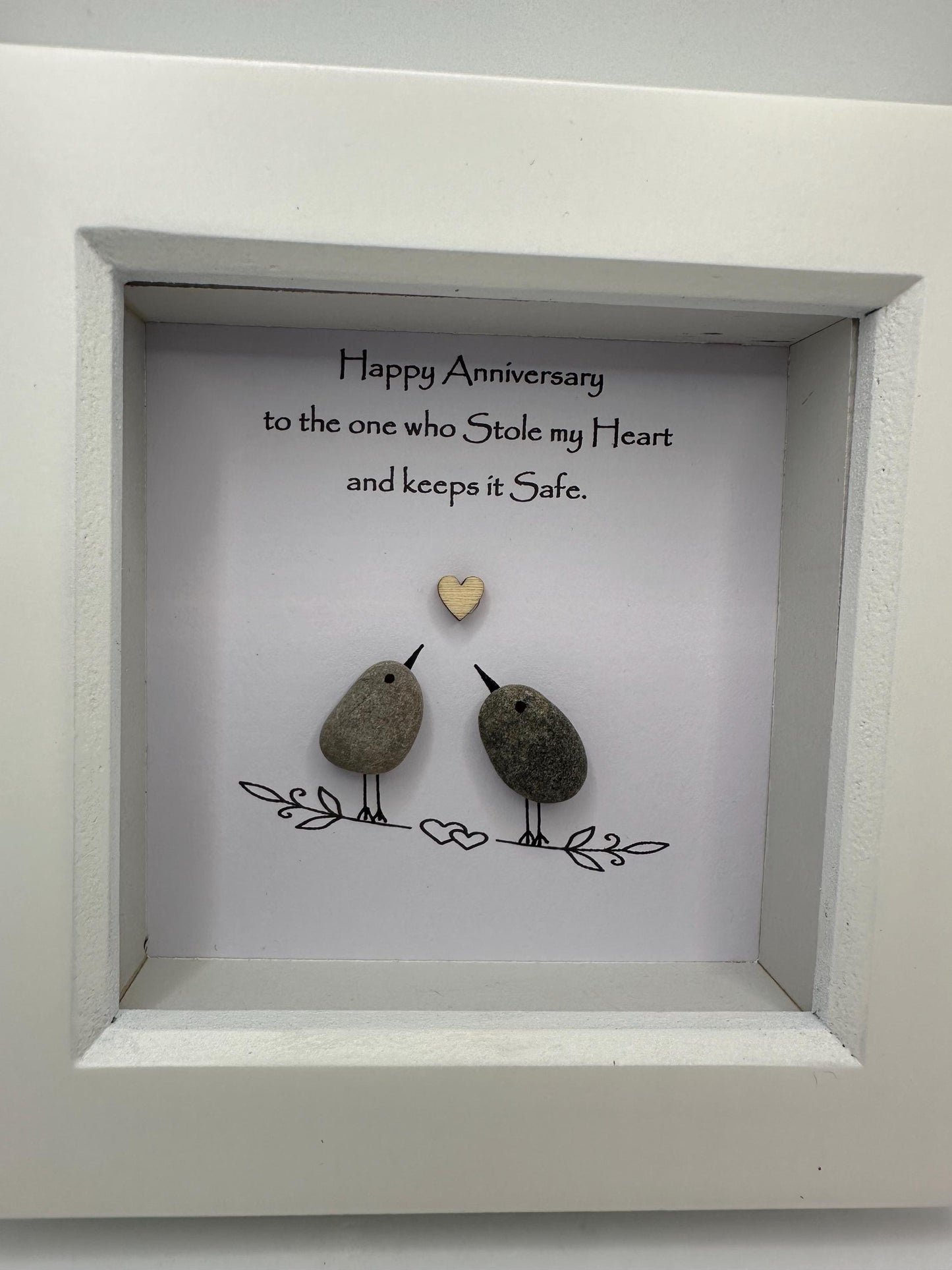 pebble art anniversary, pebble anniversary personalised,anniversary gift,Happy Anniversary to the one who Stole my Heart and keeps it Safe.