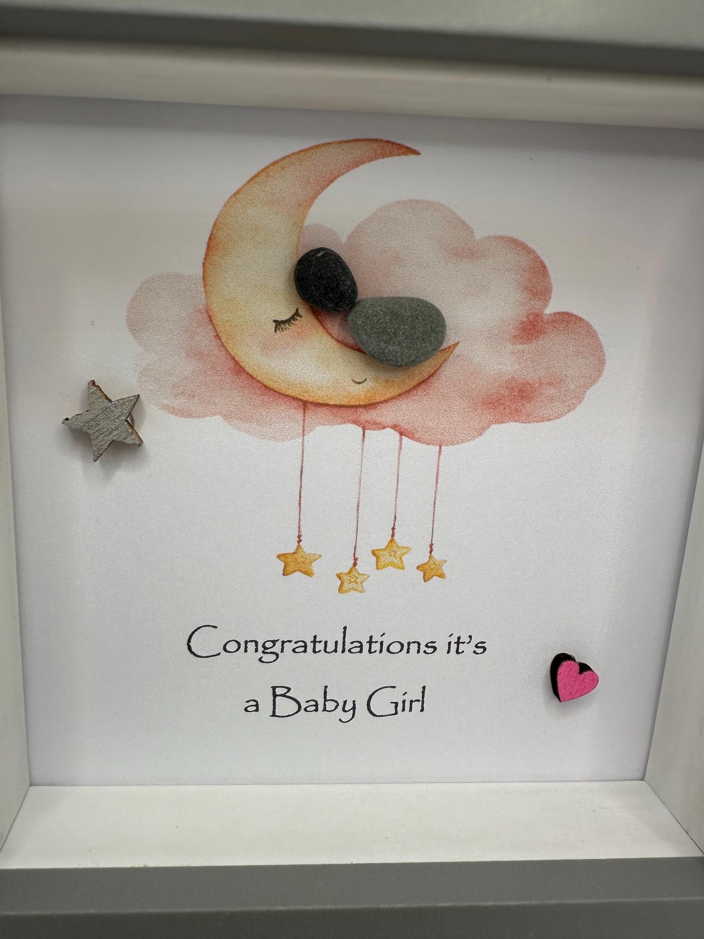 new baby girl pebble art, pebble art new baby, new baby girl, pebble art, new baby gift, new baby girl gift,it’s a girl