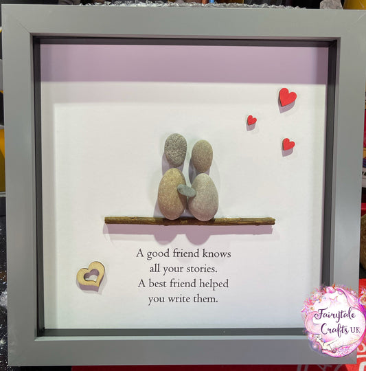 Personalized Friends Pebble Art, Birthday Gift, Framed Stone Picture