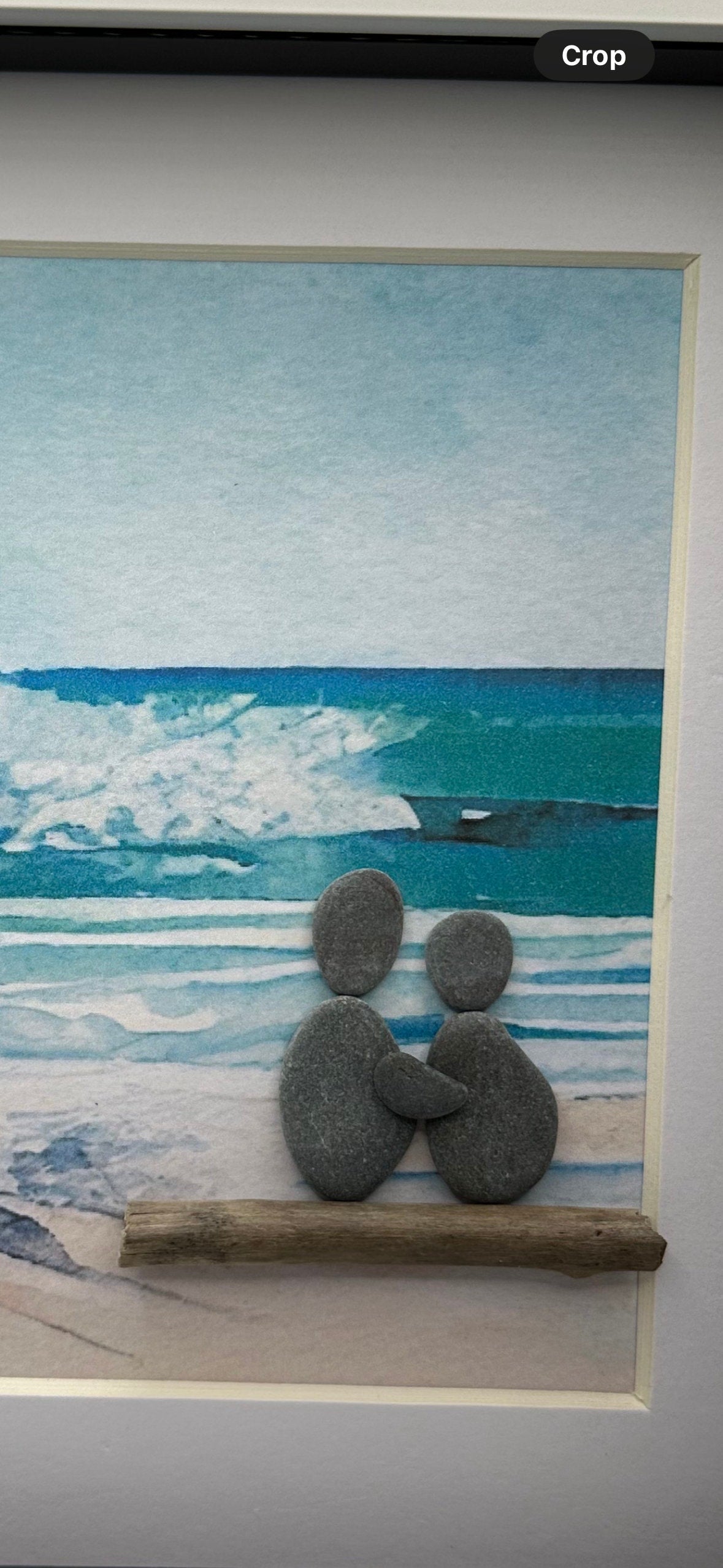Pebble Art Couple on Stormy beach, Pebble Art Couple on Beach, Framed Seaside Scene, pebble art gift, pebble art beach, beach couple pebble