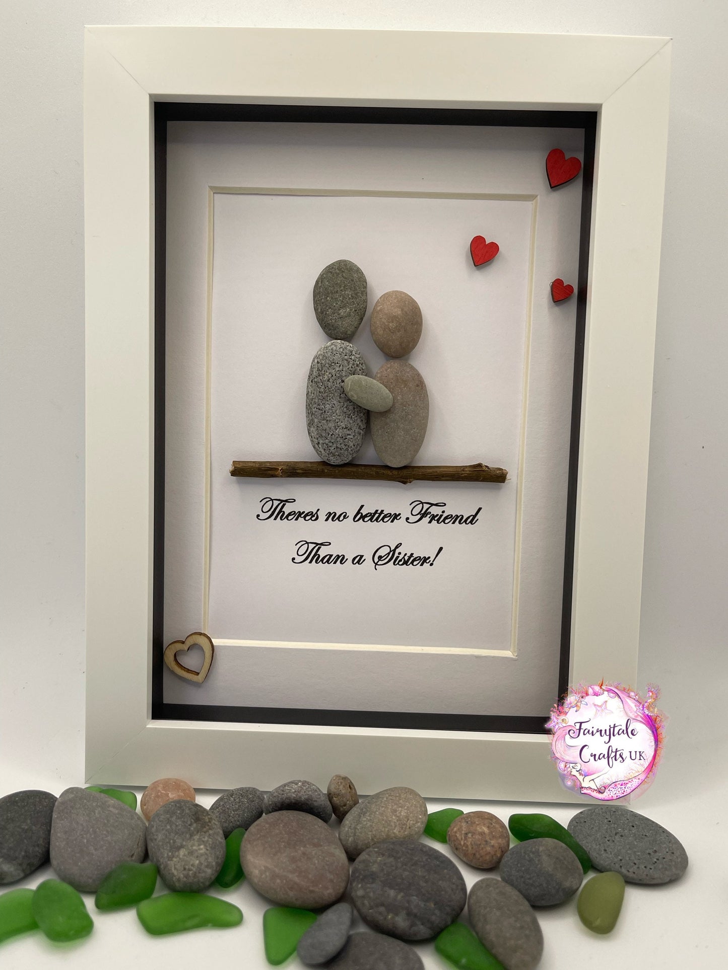 Sister Pebble Art Picture: Framed Sister Gift. Sister pebble art, pebble art sister, sister gift, sister frame, pebble art
