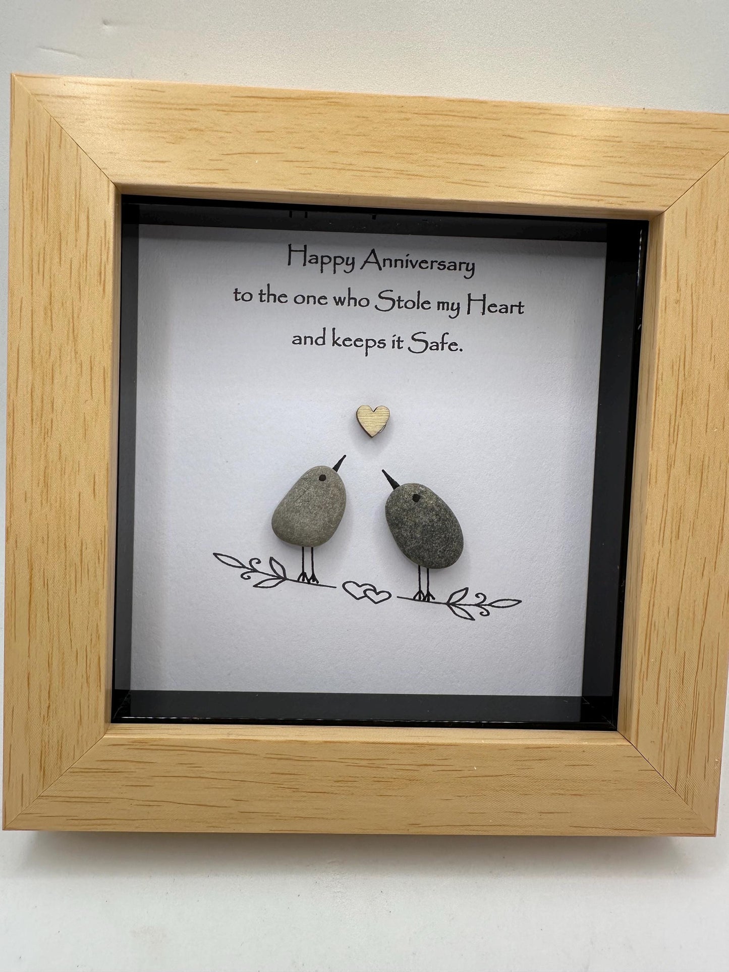 pebble art anniversary, pebble anniversary personalised,anniversary gift,Happy Anniversary to the one who Stole my Heart and keeps it Safe.