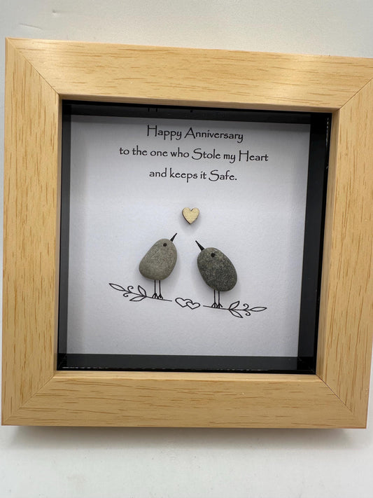pebble art anniversary, pebble anniversary personalised,anniversary gift,Happy Anniversary to the one who Stole my Heart and keeps it Safe.