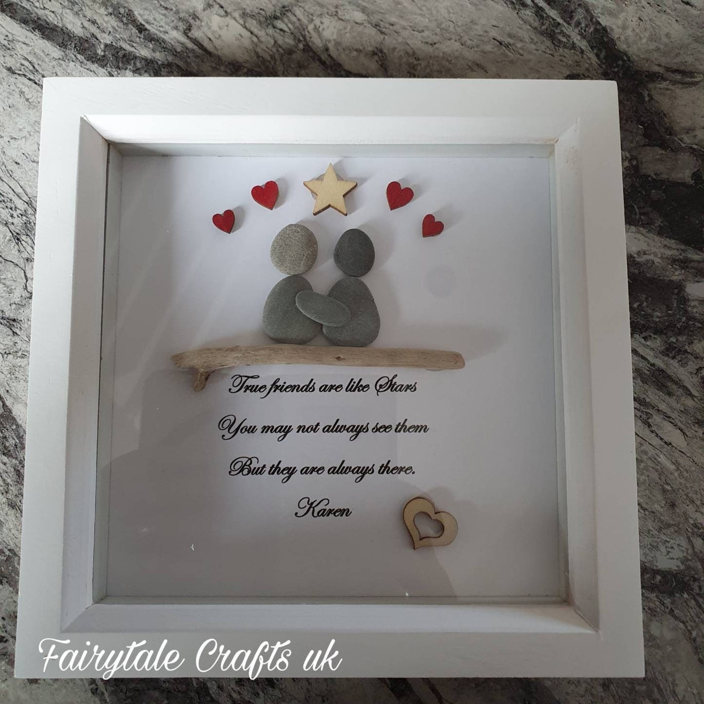 Pebble Art Best Friend Gift, Scottish Stone Picture, Personalized