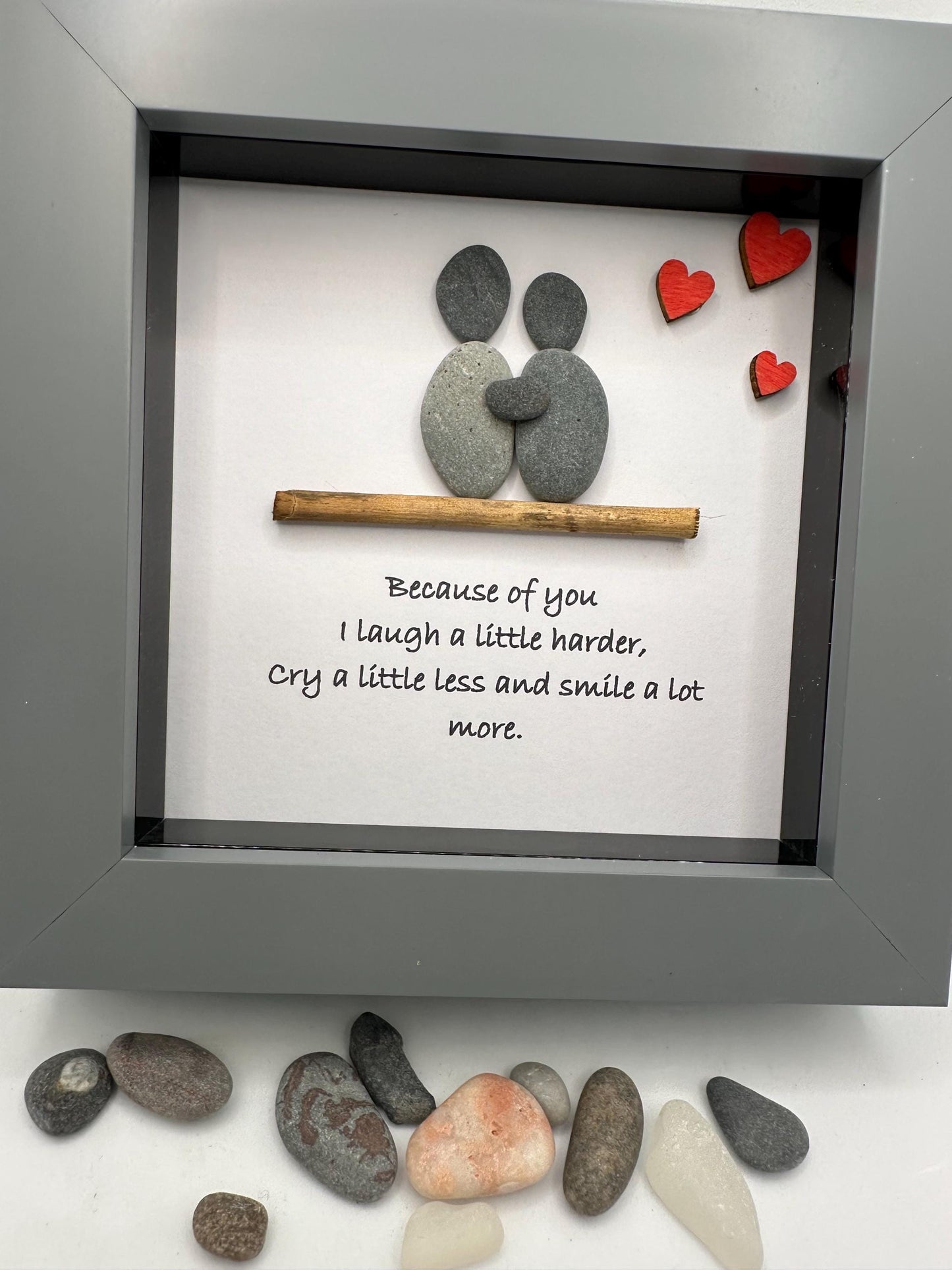 Friends pebble art, pebble art friends, gift, personalised, Christmas friend gift, because of you I laugh a little harder