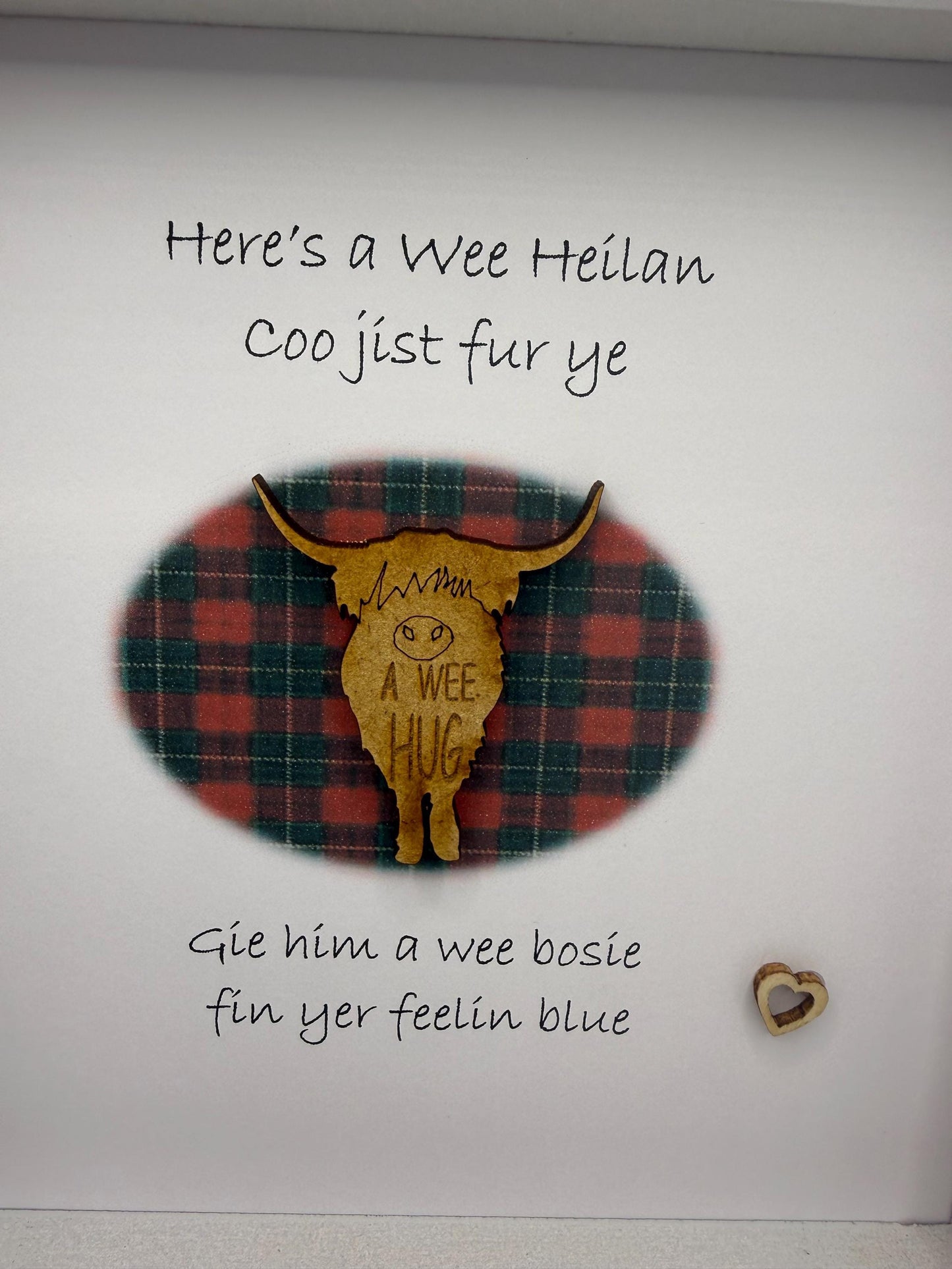 Highland Cow Framed Art, Tartan Decor, framed highland coo, Scottish quote art. Scottish highland cow gift, Doric gifts