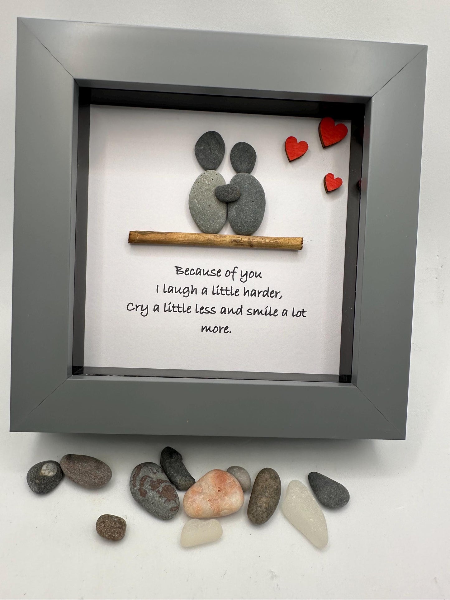 Friends pebble art, pebble art friends, gift, personalised, Christmas friend gift, because of you I laugh a little harder