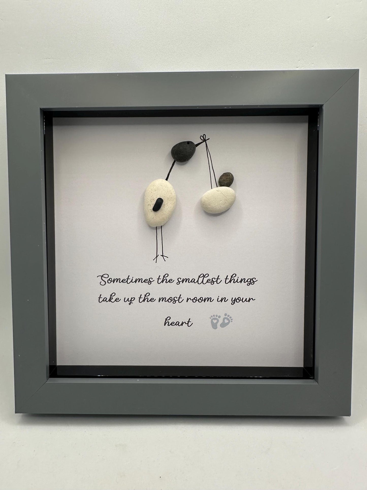 new baby gift, new baby pebble art, pebble art baby, pebble art, stork pebble art