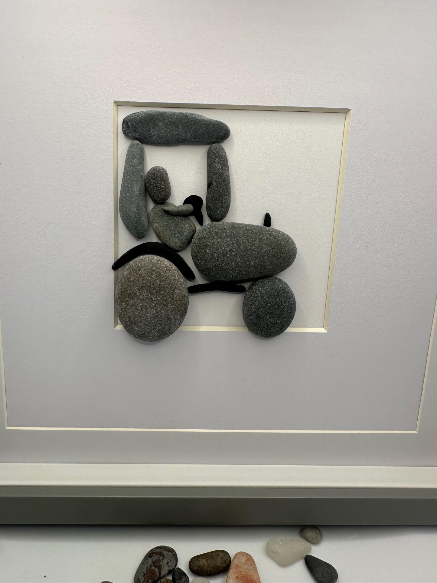 Tractor Pebble Art, Framed Father's Day Gift. Tractor art, framed tractor can be personalised. Pebble art, pebble art tractor, farmer gifts