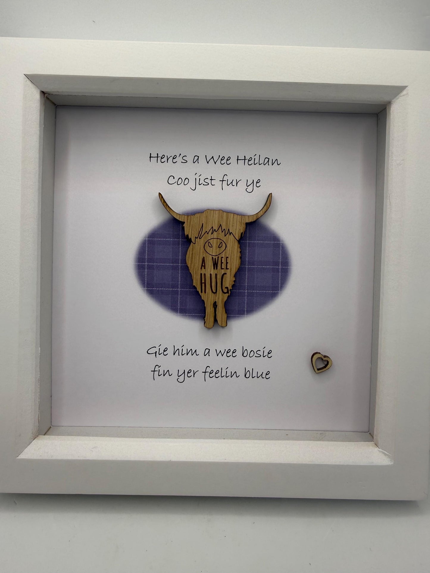 Highland Cow Framed Art, Tartan Decor, framed highland coo, Scottish quote art. Scottish highland cow gift, Doric gifts