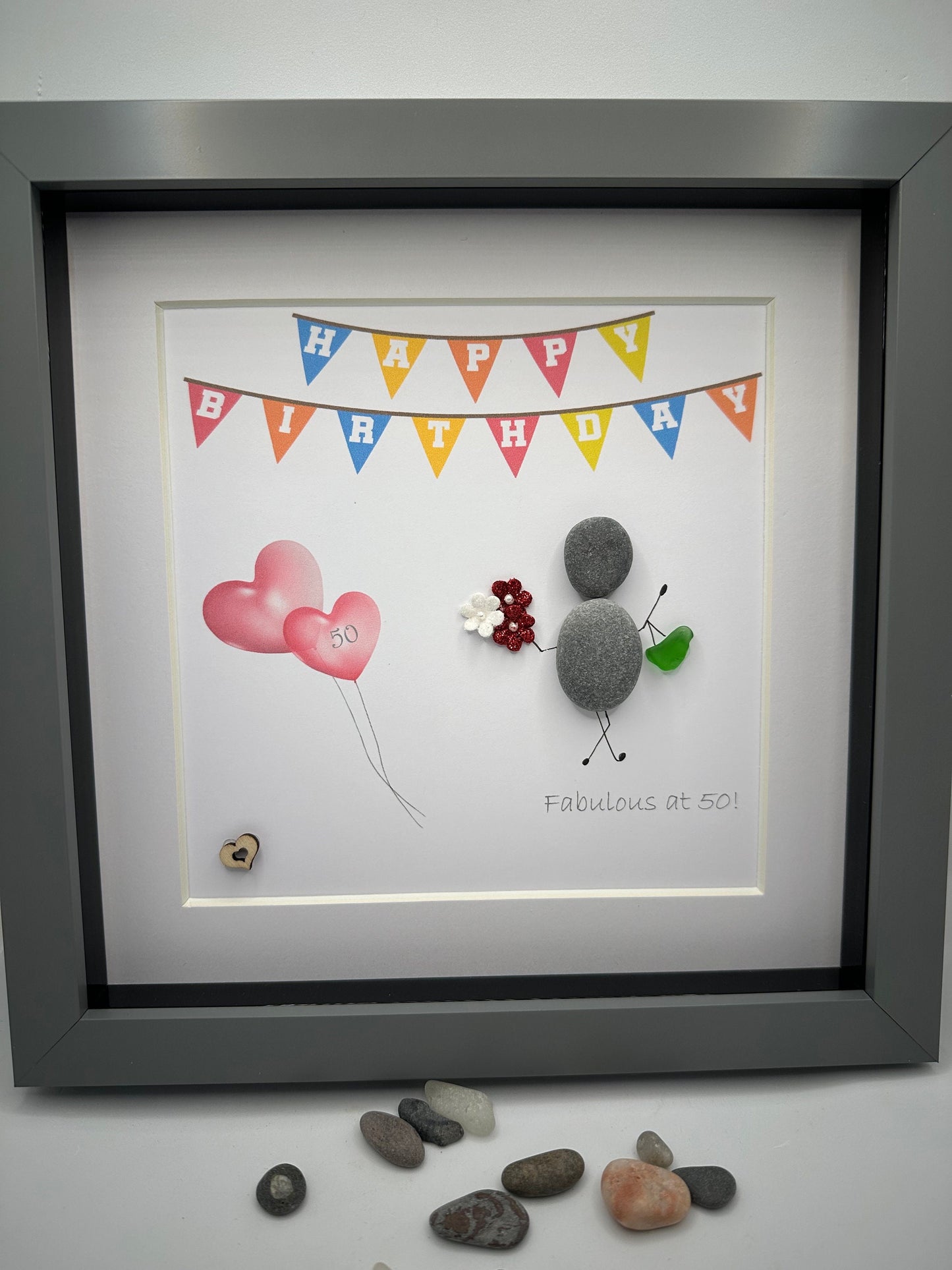 Personalized Birthday Pebble Art Picture: Unique Friend Gift