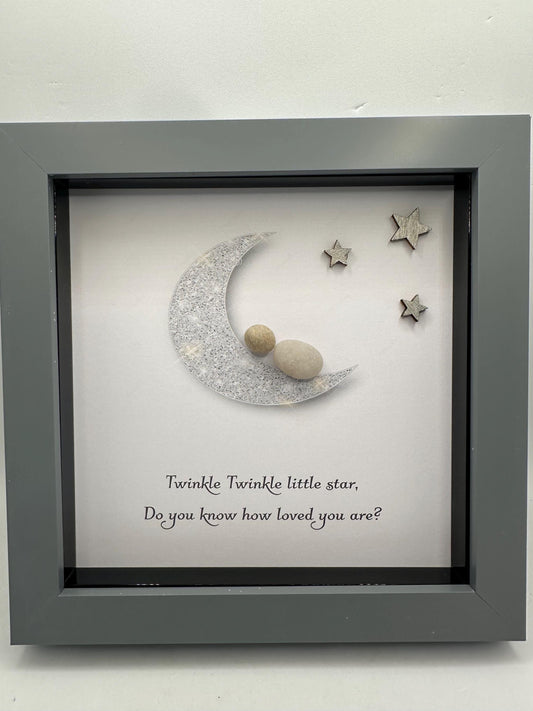 Pebble Art New Baby Gift, Twinkle Star Quote, baby pebble art, pebble art baby, baby gift, pebble art, framed baby gift, new baby gift