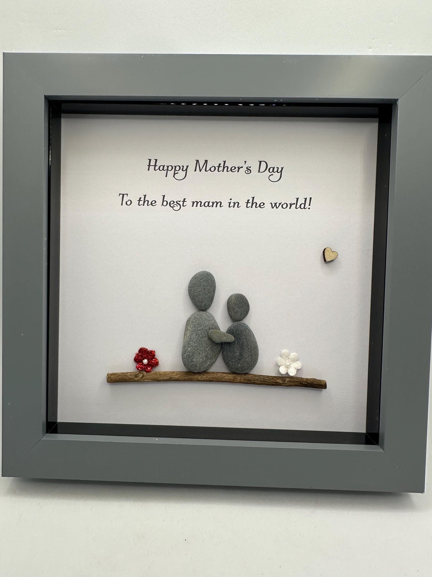 Mother’s Day Pebble Art Frame, Handmade Gift for Mam, Mum & Mom, Pebble Picture Mother, Sentimental Home Décor, pebble art, mother pebble