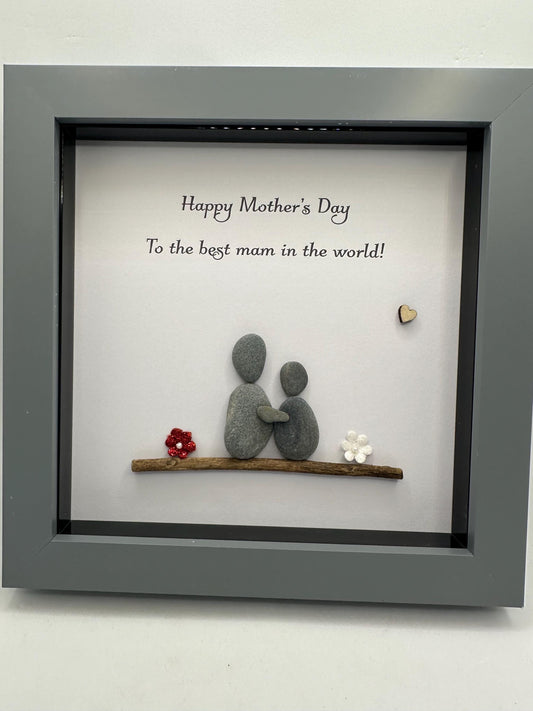 Mother’s Day Pebble Art Frame, Handmade Gift for Mam, Mum & Mom, Pebble Picture Mother, Sentimental Home Décor, pebble art, mother pebble