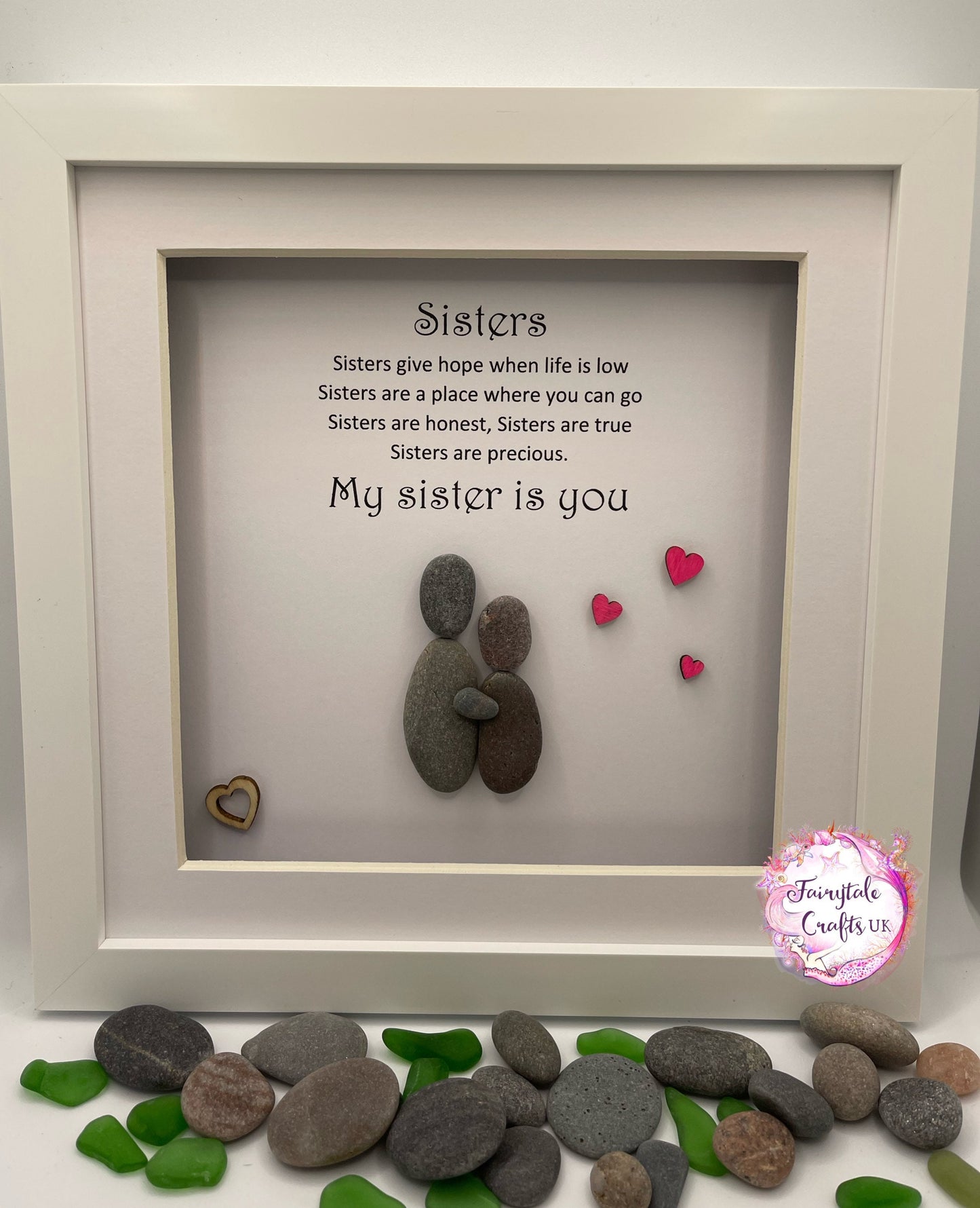 Sister Pebble Art Framed Gift, Sentimental Quote, sister gift, sister framed art, sister pebble art, pebble art sister, pebble art, sister,