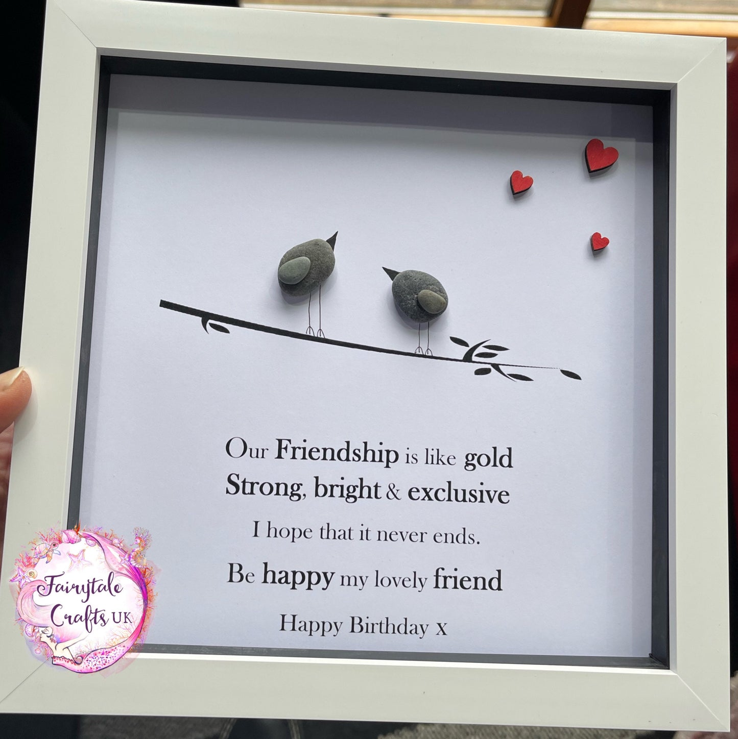 Friends pebble art, gift can be personalised, bird pebble art, bird gift, friends gift, pebble art, pebble art friends