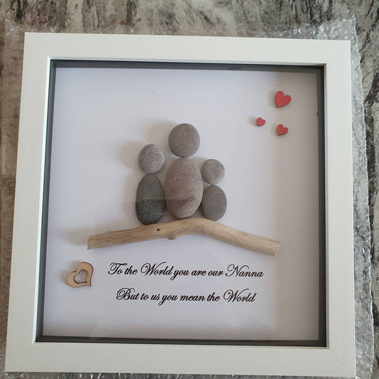 Pebble Art grandmother gift: Personalised gift, pebble art grandma, pebble art family, family pebble art, granny gift, pebble art, framed