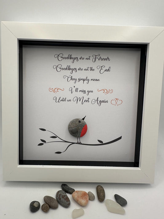 Robins pebble art,  Robin frame pebble art, robin pebble art, rock art,robin gift, sympathy gift, robin meet again