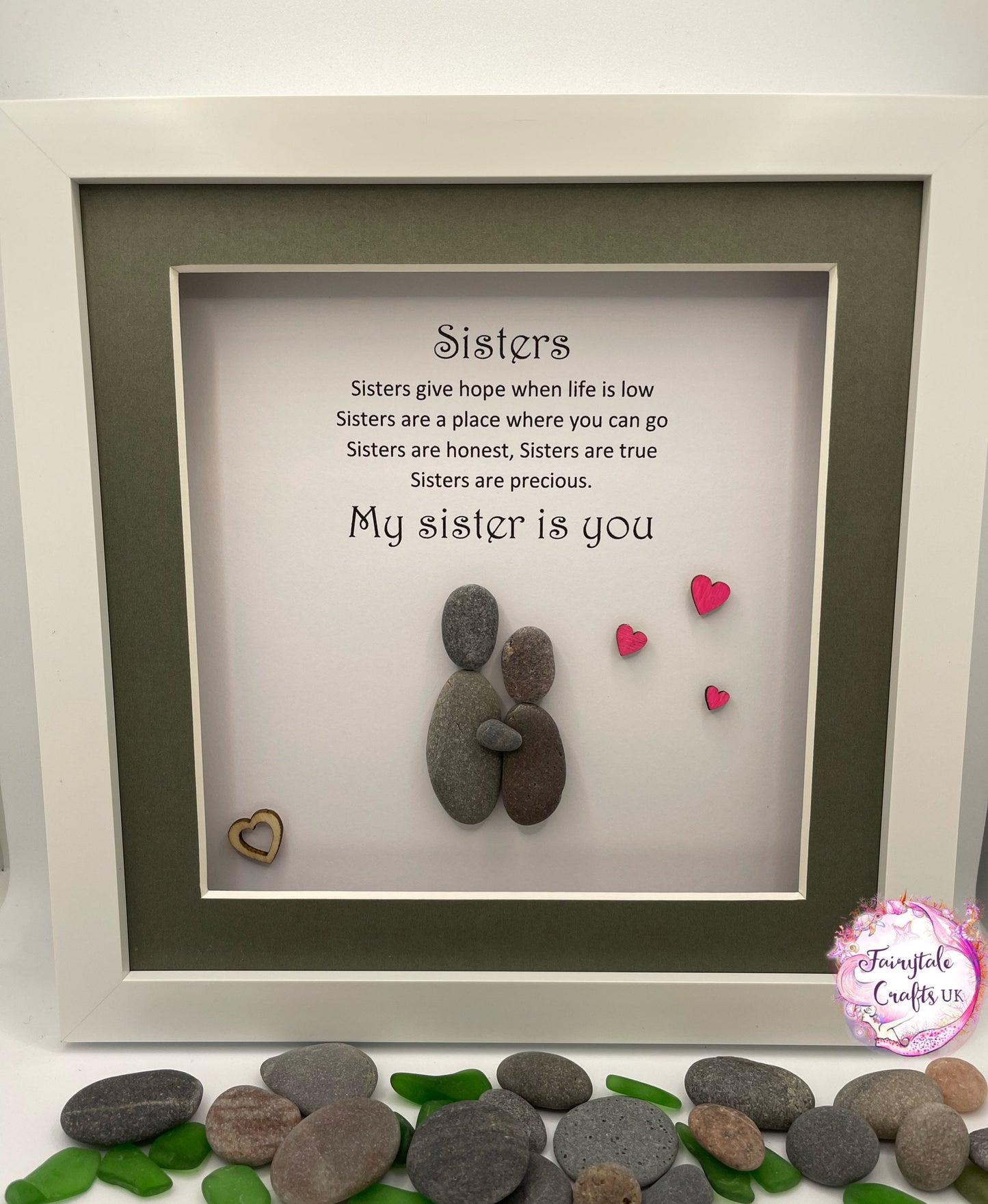 Sister Pebble Art Framed Gift, Sentimental Quote, sister gift, sister framed art, sister pebble art, pebble art sister, pebble art, sister,